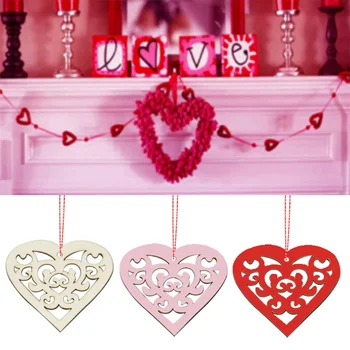10PCs/iepak Koka Šķēles Sirds Dobi Mīlestība Diski Dabas Amatniecības DIY Valentīna Diena, Kāzu svinības, Ornaments Mājas Telpu Dekorēšana