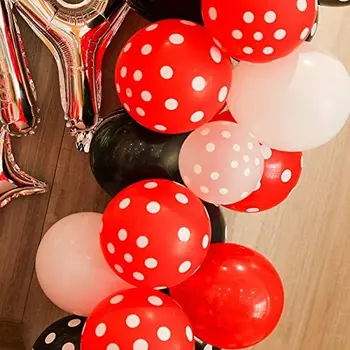 120pcs Minnie Mouse Balonu Vainags Arku Komplekts Black Red White Balloon Minnie Stāv Balons Bērniem Dzimšanas dienas ballīti Apdare
