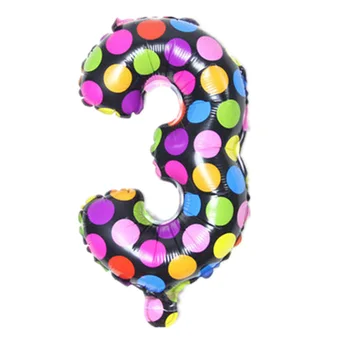 16inch Krāsains Punktu Skaitu Balonu Alumīnija Folijas gaisa Balons, 0~9 Happy Birthday Party Apdare Bērnu Duša Puse Supplies