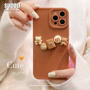 3D Multiplikācijas filmu Candy Cookies & Meitenes iPhone 12 Pro Mini Max 13 Pro Case For iPhone 11 Pro Max XS 12Pro X XR Gudrs Gadījumos Sievietēm