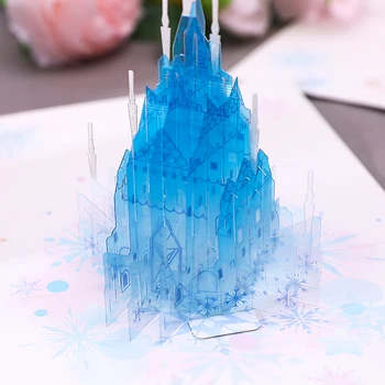 3D Roku darbs Dobi Griešanai PVC Sapnis Kristāla Pils Pop Up Papīra Apsveikuma Kartītes Labākajiem Vēlas Pastkarti Bērniem Dzimšanas dienas ballīti Dāvanu