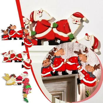 4gab Jaunais Gads Ziemassvētki Tabletop Durvju Dekori Priecīgus Ziemassvētku Rotājumi Mājas Santa Claus Elk Dāvana Ziemassvētku Koka Santa Ornaments