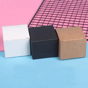 5gab 5x5x5/8x8x8cm 5 izmēri Kraftpapīrs balta kartona dāvanu kaste balta, dāvanu papīra iepakojuma kaste kartona rotaslietas dāvanu papīra kastē