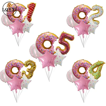 5gab Donut konfektes Balonu Bērnu Dzimšanas dienas svinības 32