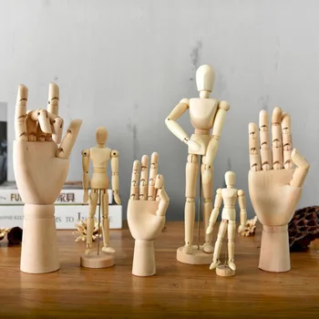 6 Izmēra Koka Roka Koka Cilvēka Figūriņas Pagriežams Savienojums Puses Modeli Manekena Mākslinieks Miniatūras Koka Apdares Interjera