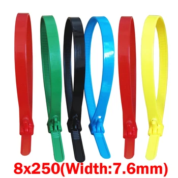8x250 8*250mm (7.6 mm, Platums) Zila, Dzeltena, Sarkana Neilona Tīklu, Elektrisko Vadu String Plastmasas Atkārtoti Releasable Zip Saites Kabeļu savienotājs