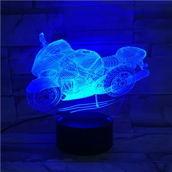 Atdzist 3D Nakts Gaisma ar Motociklu, Galda Lampas, 3D Ilūziju, Apgaismojums RGB AA Baterijas Jautāja, USB Portatīvo Dāvanas Lukturīti, Lokomotīvju