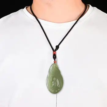 Dabas autentisks hetian green jade kulons jasper guanyin divas puses handcarved jadeite nefrīta krāsas kaklarota, kuloni, īsta nefrīta rotas