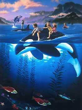 Delfīnu Mozaīkas Dimanta Glezniecības Pilnībā Treniņi Cross Stitch Zemūdens Pasaules Bērnu Istabas Dekors Krāsas 5D Diy Mozaīkas Mākslas Glezna