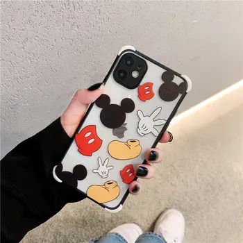 Disney Mickey Karikatūra Stikla Mobilo Tālruni Gadījumā, iPhone 13 12 11 Pro Max X XR 7 8 Plus SE Anti-Fall Mobilais Aizsardzības Attiecas