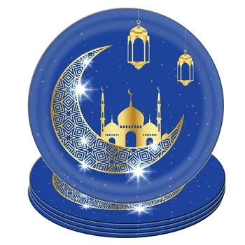 Eid Mubarak Plāksnes Dinnerware Galda Dekorēšana Ramadāna Apdare, Vienreizējās Lietošanas Plāksnes Musulmaņu Islāma Svētku Pasākumu Dekorēšana