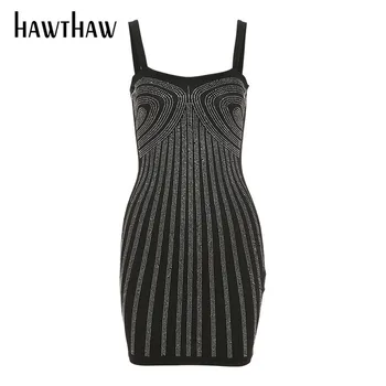 Hawthaw Sievietes Sexy 2022 Vasaras Apģērbu Puse Kluba Bodycon Melns Siksnas Mini Kleita Vairumtirdzniecības Preces Uzņēmējdarbības Dropshipping