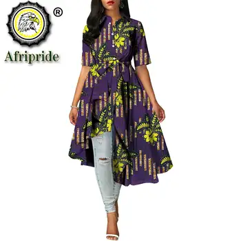 Ir 2021. sieviešu krekls kleita ar ziedu oficiālu apģērbs ar īsām piedurknēm-line ceļa kleita āfrikas drukāt kleitas sievietēm AFRIPRIDE S1925097