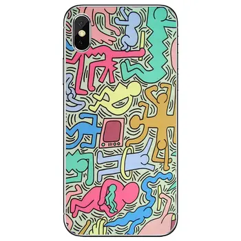 Keith-Haring-Darbi-Krāsains-Print Samsung Galaxy S7 S8 S9 S10E S20 FE Piezīme 10 20 Malas Lite Plus Ultra Silikona Gadījumā