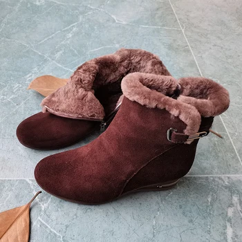 Krievijas ziemas apģērbi Sieviešu apavi zābaki dabīgās ādas 22.5-25.5 cm silti zābaki Pātagot augšējā+vilnas odere\ zolīte melna/brūna apavi