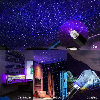 LED Auto Jumta Zvaigžņu Nakts Gaismas Projektors Atmosfēru, Galaxy Lampas Peugeot 308 206 207 208 3008 Citroen C3 C4 C5