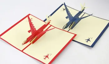 Lidmašīna pop up kartes /3D airpcraft kirigami karte/ roku darbs apsveikuma kartītes, dāvanu vīriešiem-Bezmaksas piegāde