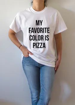 Mana mīļākā krāsa ir pica, T-Krekls Unisex modes t krekls, sakot, dāmas dāma gudrs top modes klāt, dāvanas pica mīļākais t krekls