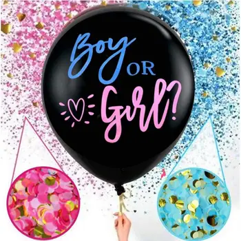Milzu Zēns Vai Meitene Dzimumu Atklāt Melns Lateksa Balonu Bērnu Dušas Baloniem, Konfeti Zīdaiņu Dzimšanas Dienu Dzimumu Atklāt Partijas Apdare