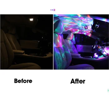 Mini USB Krāsains Atmosfērā Vieglo Auto USB Puse, Gaismas DJ LED RGB Interjera Lampas Club Disco Burvju Posmā Spēkā Pārnēsājams Gaismas