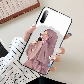 Modes Arābu Islāma Meitene Musulmaņu Sieviešu Black Mobilo Tālruni Gadījumā, Huawei P40 P30 P20 P9 P10 Lite Pro P Smart 2019 2020 Vāciņu