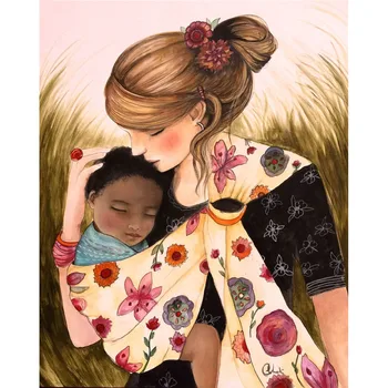 Mājas Dekori 5D Dimanta Izšuvumi Sienas Artworj Krāsošana Māte Mazuli Pilnu Kārtas Urbt Cross Stitch Uzlīme Attēlu Roku darbs Dāvanas