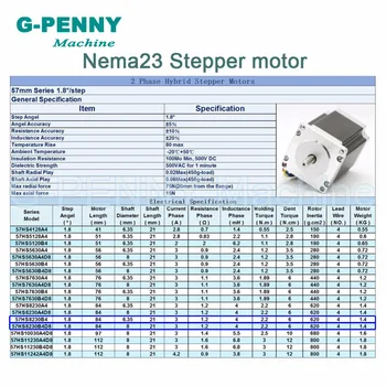 NEMA 23 CNC Stepper Motor 57x82mm 2.2 N. m 6.35/8mm dubultā vārpstu, mehānisko 3A 315Oz-in CNC Router Engraving frēzēšanas mašīnas 3D printeri