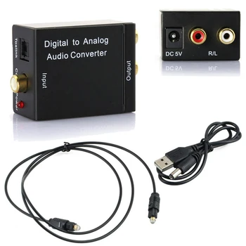 Optiskā Digitālā Stereo Audio, SPDIF Toslink Koaksiālā Signāla Uz Analogo Pārveidotāju APK Ligzda Uz RCA Pastiprinātāji, USB Kabelis