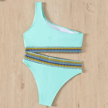 Peachtan Augsta vidukļa bikini ir 2021. Lenta peldkostīms sievietēm Viena pleca, peldkostīmi sieviešu Sporta peldkostīms biquini pludmali, valkāt sexy