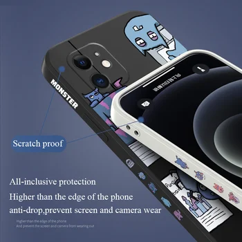 Peeking Monster Tālrunis Lietā Par iPhone 12 Pro Max 11 X XS XR XSMAX SE2020 8 8Plus 7 7Plus 6 6S Plus Šķidruma Silikona Vāciņu