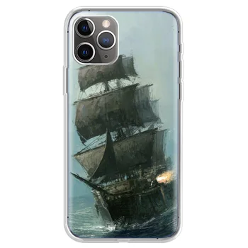Pirātu Kuģi Laivu Lietā Par Iphone 11 Pro Tālrunī X XR XS MAKS Iphone 5S 6S 7 8 Plus 12 6.1 Silikona Vāciņu SE 2020. gadam Coque
