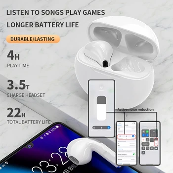 Pro 6 TWS Bluetooth Bezvadu Austiņas, Austiņu Spēļu Mini Pusi Auss Uzlādes Gadījumā, ja Ar Mikrofonu Priekš Iphone Xiaomi Huawei