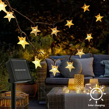 Saules String Gaismas 12M/100 LED Zvaigžņu Pasaku Gaismas Ūdensizturīgs Āra Vainags Saules enerģiju, Dārza Lampas, Ziemassvētku Rotājumi