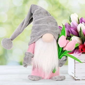 Sejas Punduris Lelle Rotājumu Saimniecības Tulip Gnome Gudrs Darbvirsmas Apdare Laimīgs Mātes Diena Mājas Puse Dekori Rotaļlietas Pastāvīgā Pastu