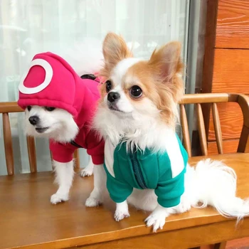 Suns Kalmārs Spēlē Par Suņu Apģērbu Kokvilnas Suņi Hoodies Mēteļi Jaka Maziem Lieliem Suņiem Ziemas Kostīms Karstā korejiešu TV