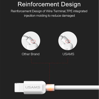 USAMS 2A 1m Micro USB C Tipa Kabeli, Mobilā Tālruņa Lādētāju, Ātrās Uzlādes Kabeļi iPhone iPad ar IOS Huawei Xiaomi Android strāvas Vads