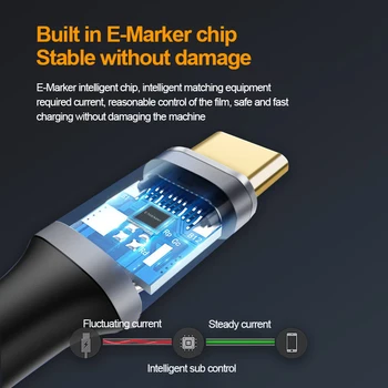 USB 3.1. Līdz C Tipa Kabeli 100W 5A/20V 3.1 Ātri PD Kabeļu 10Gbps 5K/60Hz Par Macbook Pro USB C Tipa Lādētājs Datu Kabelis Samsung