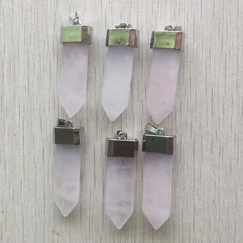 Vairumtirdzniecības 6pcs/daudz jaunu modes dabīgā akmens rozā bultiņas formas kuloni, lai kaklarota rotaslietas marķējums bezmaksas piegāde
