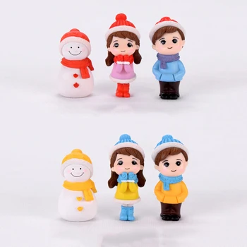 Ziemas Kleita Mīļotājiem Sniegavīrs Zēns Meitene Studendt Cilvēki, Lelle, Rotaļlieta Modelis Statuja Statuetes Rotājumu Miniatūras Mājas Dekoru