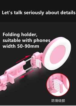 1.7 m Bluetooth Pagarinātā Versija Selfie Stick Live Gaismas Papildināt Mobilā Tālruņa Turētājs Integrētu Statīvu