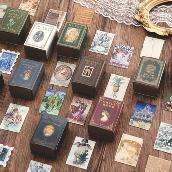 100gab Vintage Zīmogs Grāmatu kolekcija sērijas Kraftpapīrs Mini Apsveikuma Kartes, Pastkartes, Vēstules, Aploksnes DIY Apdare LOMO Kartes