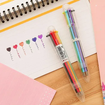 1Pc radošo kancelejas preces pildspalvas 6 krāsu lodīšu pildspalvu krāsu lodīšu pildspalvu, marķieri
