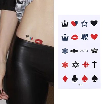 1sheet Ūdensnecaurlaidīgus Pagaidu Tetovējumu Uzlīmes Ķermeņa Vainagu Lūpu Sirds, Ņemiet vērā, Hennas Tatto Uzlīmes Flash Tetovējums Viltus Tetovējumiem Sievietēm Vīriešiem