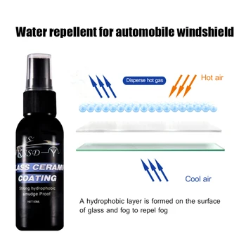 50ml Automobiļu Vējstiklu Ūdens Atbaidīšanas Auto Laka Windows Ūdensizturīgs Ūdensnecaurlaidīgs Nano Hidrofobo Pārklājumu Antifogging Aģents