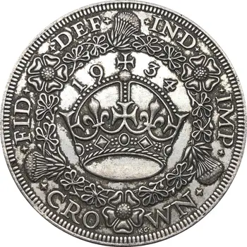 Apvienotā Karaliste 1934. Gads, 1, Vainaga George V Vainags Uncrowned portrets Karalis pa kreisi, apkārt leģenda Cupronickel Sudraba Pārklājumu Kopēt Monētas
