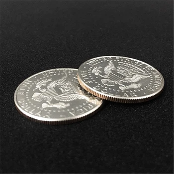 Double Sided Pusi Dolāru (Abas Puses, Astes vai Galvas,Ko Reālu Pusē Dolāra Monēta) Burvju Triku Slēgt Veidojums Aksesuārus Burvis