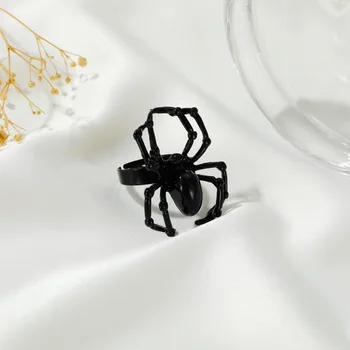 Gothic Zirnekļa Gredzeni Sievietēm, Vīriešiem, Pusaudžiem Punk Hip Hop Regulējams Izmērs Halloween Pasūtījuma Dzīvnieku Gredzenu Modes Rotaslietas, Dāvanas