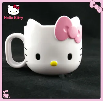 Hello Kitty Multfilmas Krūze Muti Tasi Piena Kausa Rokturis, Zobu Suka Kausa Akrobāts Noskalo Kauss