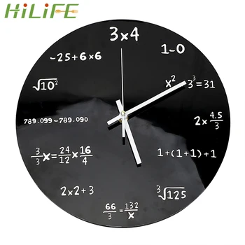 HILIFE Par viesistaba, Guļamistaba Dekorēšana Matemātiskā Formula Sienas Pulkstenis 30*30cm Koka Akrila DIY Sienas Uzlīmes Kvarca Pulkstenis