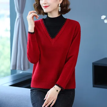 Ir 2021. brīvs jaunu rekordu-kakla džemperis sievietēm slinks ziemas bieza pieaugušo džemperis gray22